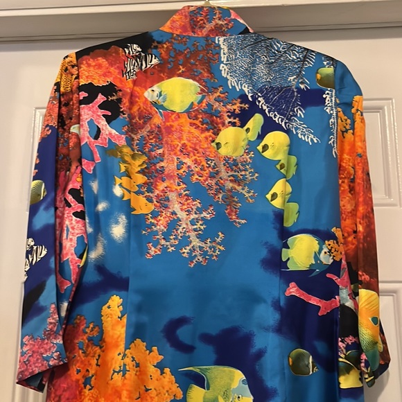 No label all silk magnificent duster coat.. Asian influence - Picture 9 of 11